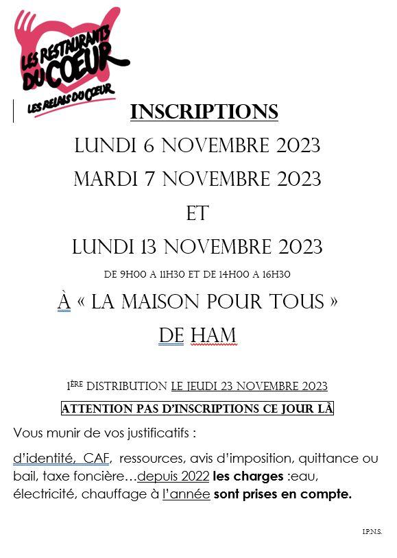 Inscription resto du coeur